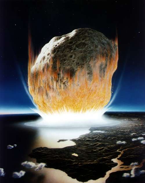 Grafik zum Einschlag eines Asteroiden auf der Erde. © NASA